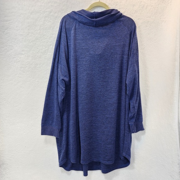 Torrid 5 Super Soft 26/28 Blue Cowl Neck Long Sleeve Tunic Sweater Cozy Comfy - Picture 2 of 11